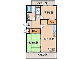 京阪京津線 追分駅 徒歩3分の賃貸マンション 1階2LDKの間取り