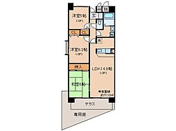 JR奈良線 黄檗駅 徒歩15分の賃貸マンション 1階3LDKの間取り