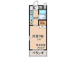 京阪宇治線 木幡駅 徒歩1分の賃貸マンション 3階1Kの間取り