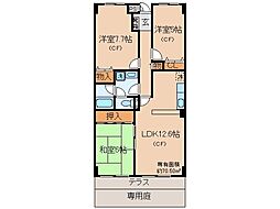 京阪宇治線 木幡駅 徒歩7分の賃貸マンション 1階3LDKの間取り