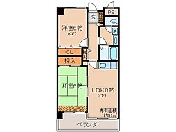 京都地下鉄東西線 東野駅 徒歩2分の賃貸マンション 7階2LDKの間取り