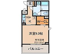 近鉄京都線 小倉駅 徒歩6分の賃貸アパート 1階1Kの間取り