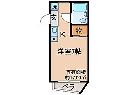 近鉄京都線 小倉駅 徒歩7分の賃貸マンション 1階ワンルームの間取り