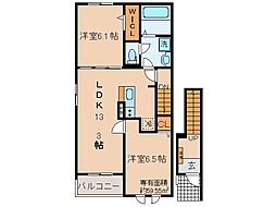京阪本線 淀駅 徒歩28分の賃貸アパート 2階2LDKの間取り