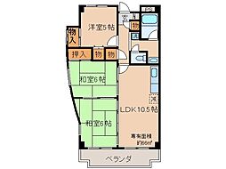 近鉄京都線 近鉄丹波橋駅 徒歩11分の賃貸マンション 2階3LDKの間取り