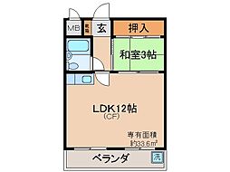 ヴィラ大成 1LDKの間取図画像