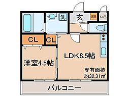 近鉄京都線 寺田駅 徒歩3分の賃貸アパート 1階1LDKの間取り