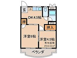 近鉄京都線 向島駅 徒歩7分の賃貸マンション 1階2DKの間取り