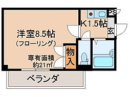 JR東海道・山陽本線 山科駅 徒歩10分の賃貸マンション 3階1Kの間取り