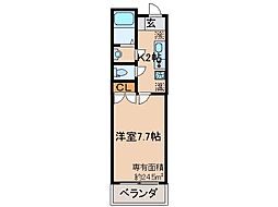 京阪本線 丹波橋駅 徒歩4分の賃貸マンション 1階1Kの間取り