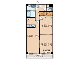 京都地下鉄東西線 東野駅 徒歩23分の賃貸マンション 1階2LDKの間取り