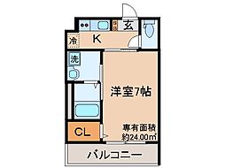 京都地下鉄東西線 御陵駅 徒歩14分の賃貸アパート 2階1Kの間取り