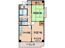 京阪宇治線 桃山南口駅 徒歩4分の賃貸マンション 3階2DKの間取り