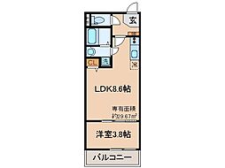 京都地下鉄東西線 山科駅 徒歩9分の賃貸マンション 4階1LDKの間取り