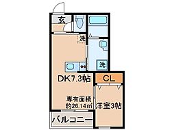 京都地下鉄東西線 椥辻駅 徒歩4分の賃貸アパート 1階1DKの間取り