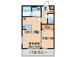 京都地下鉄東西線 椥辻駅 徒歩4分の賃貸アパート 2階1DKの間取り
