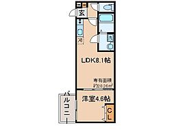 近鉄京都線 伏見駅 徒歩8分の賃貸アパート 2階1LDKの間取り
