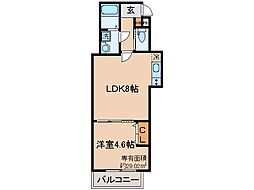 近鉄京都線 伏見駅 徒歩8分の賃貸アパート 2階1LDKの間取り