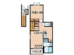 JR奈良線 城陽駅 徒歩3分の賃貸アパート 2階1LDKの間取り