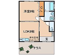 JR奈良線 木幡駅 徒歩7分の賃貸一戸建て 1階1LDKの間取り