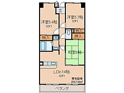 近鉄京都線 大久保駅 徒歩24分の賃貸マンション 6階3LDKの間取り