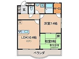 京阪本線 丹波橋駅 徒歩11分の賃貸マンション 1階2LDKの間取り