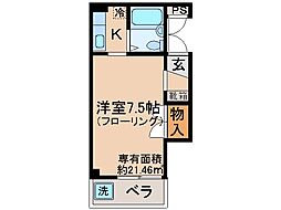 京都地下鉄東西線 椥辻駅 徒歩8分の賃貸マンション 3階1Kの間取り