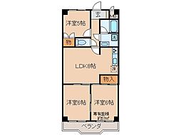 京都地下鉄東西線 東野駅 徒歩6分の賃貸マンション 4階3LDKの間取り
