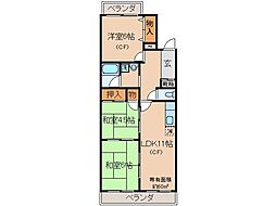 近鉄京都線 向島駅 徒歩9分の賃貸マンション 3階3LDKの間取り