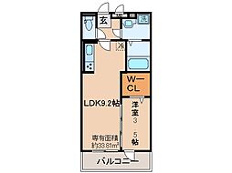 京都地下鉄東西線 醍醐駅 徒歩5分の賃貸アパート 2階1LDKの間取り