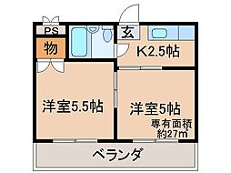 京阪本線 墨染駅 徒歩2分の賃貸マンション 1階2Kの間取り