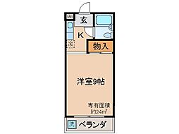 近鉄京都線 向島駅 徒歩7分の賃貸マンション 2階ワンルームの間取り