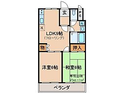ヌフ奥田 2LDKの間取図画像