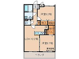 京都地下鉄東西線 小野駅 徒歩11分の賃貸マンション 1階2LDKの間取り