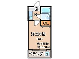 JR奈良線 宇治駅 徒歩6分の賃貸マンション 2階1Kの間取り