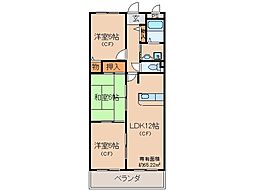 京都地下鉄東西線 醍醐駅 徒歩7分の賃貸マンション 2階3LDKの間取り