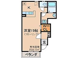 JR奈良線 JR藤森駅 徒歩7分の賃貸アパート 1階ワンルームの間取り