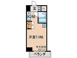 近鉄京都線 大久保駅 徒歩5分の賃貸マンション 5階1Kの間取り