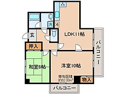 近鉄京都線 大久保駅 バス10分 久御山町役場前下車 徒歩1分の賃貸マンション 2階2LDKの間取り