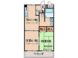 京阪宇治線 桃山南口駅 徒歩2分の賃貸マンション 3階2DKの間取り