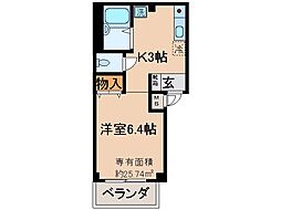 パレス小倉 1Kの間取図画像