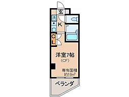 近鉄京都線 小倉駅 徒歩1分の賃貸マンション 2階1Kの間取り