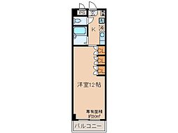近鉄京都線 小倉駅 徒歩12分の賃貸マンション 2階1Kの間取り