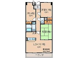 京阪宇治線 木幡駅 徒歩5分の賃貸マンション 3階3LDKの間取り