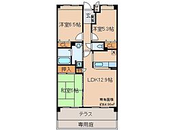 近鉄京都線 伊勢田駅 徒歩6分の賃貸マンション 1階3LDKの間取り