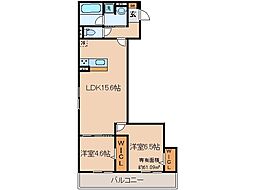 近鉄京都線 伏見駅 徒歩7分の賃貸アパート 3階2LDKの間取り