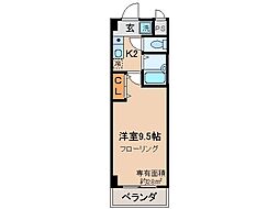 京都地下鉄東西線 椥辻駅 徒歩1分の賃貸マンション 7階1Kの間取り