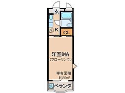 京阪本線 墨染駅 徒歩6分の賃貸マンション 3階1Kの間取り