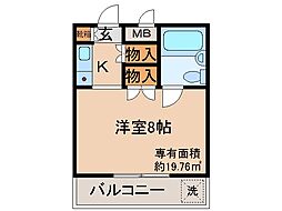 みささぎプチハイツ 1Kの間取図画像