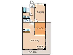 京阪本線 墨染駅 徒歩5分の賃貸マンション 5階1LDKの間取り